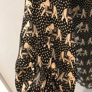 Stitch Fix Elephant Print Blouse Bracelet Sleeve